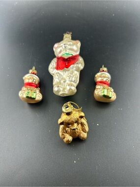 Vintage Blown Glass Bear Ornament Bundle -Inge-Glas & Thomas Pacconi Set of 4